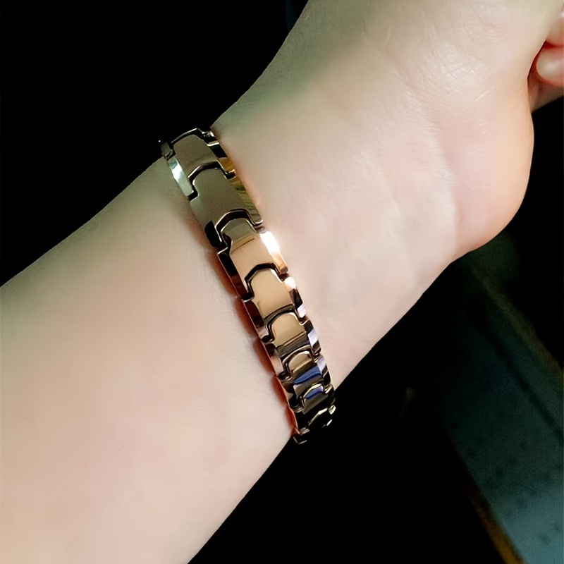 Titanium Stainless Steel Couple's Bracelet Interlocking Link